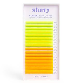 Neonwimpern Gelb / Orange CC 0,1 MIX 8-14mm